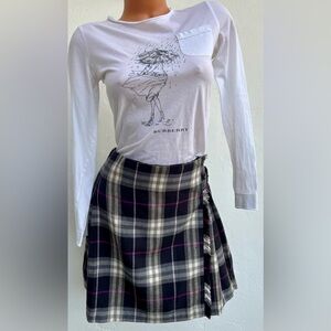 Vtg Womens Plaid Mini Kilt Skirt Buckled Check Straps Sz S M